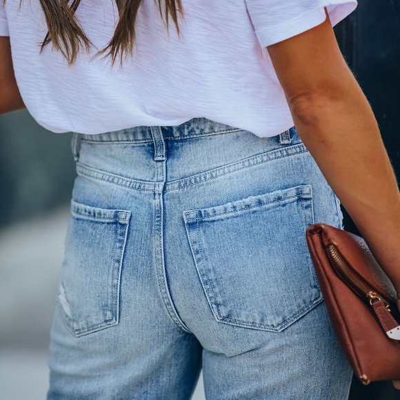 Vervet HOLY CROP High Rise Cropped Distressed Slim Jeans